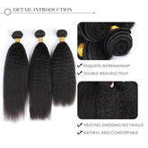3 Natural Black Kinky Straight Bundles Package
